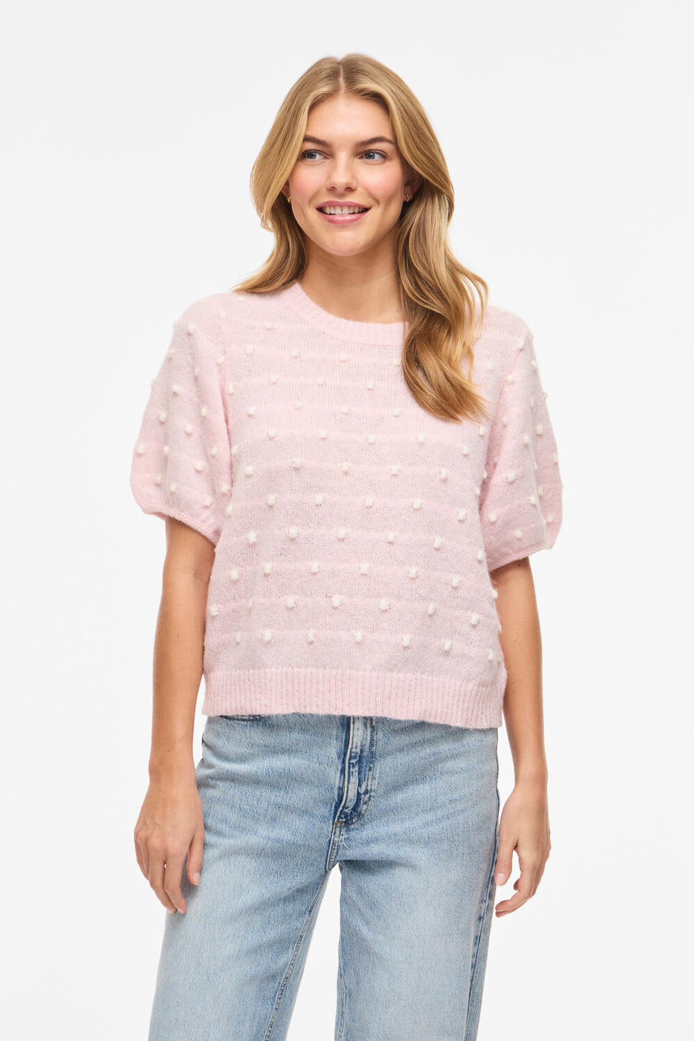 Vidottie kortærmet striktrøje - Cherry Blossom